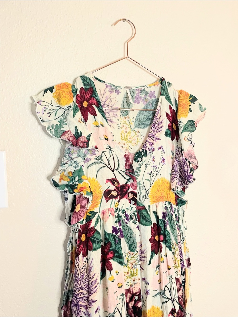 Free People Bonita Floral Ruffle Midi Dress XS - Picture 4 of 14